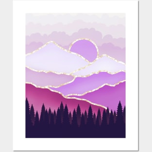 Pink purple mountain Posters and Art